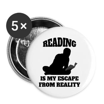 Reading Gift Books Book Readers Book Lovers - Buttons small 1''/25 mm (5-pack) - white - Front