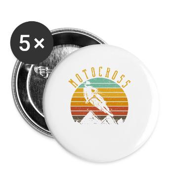 Motocross Biker Dirt Bike Rider Enduro Biker - Buttons small 1''/25 mm (5-pack) - white - Front