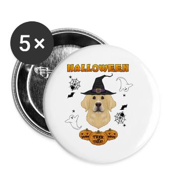 Happy Halloween I Dog Lover I Labrador - Buttons klein 25 mm (5er Pack) - Weiß - Vorne