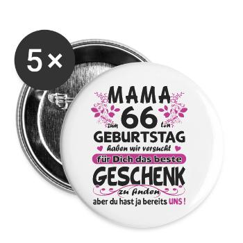 66. Geburtstag Sprüche lustig Frauen - Buttons klein 25 mm (5er Pack) - Weiß - Vorne