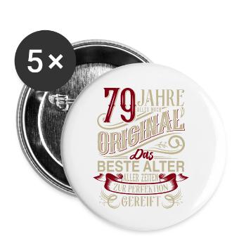 79. Geburtstag Vintage Retro - Buttons klein 25 mm (5er Pack) - Weiß - Vorne