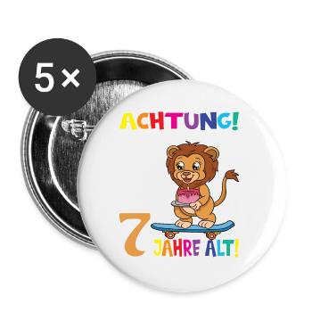 Kindergeburtstag Ich Bin Jetzt 7 Jahre - Buttons klein 25 mm (5er Pack) - Weiß - Vorne