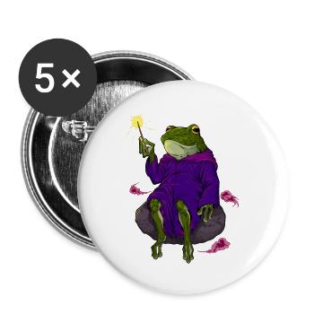 Wizard and magician - magical frog - Buttons small 1''/25 mm (5-pack) - white - Front