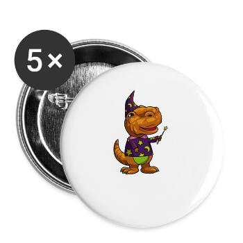 Zauberer und Magier - zaubernder TREX - Buttons klein 25 mm (5er Pack) - Weiß - Vorne