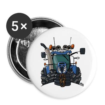 0397 tracteur bleu - Lot de 5 petits badges (25 mm) - blanc - Devant