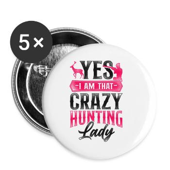 Buck Deer Hunting Hunter Girl - Buttons small 1''/25 mm (5-pack) - white - Front