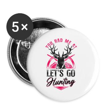 Buck Deer Chasse Hunter Girl - Lot de 5 petits badges (25 mm) - blanc - Devant