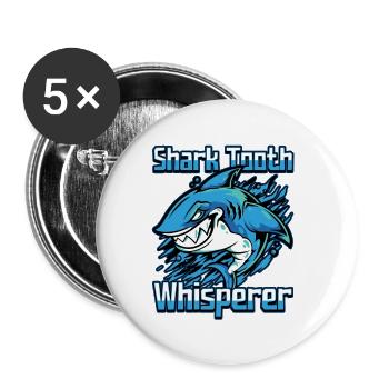 Fossil Tooth Collector Design for a Shark Fossil - Buttons klein 25 mm (5er Pack) - Weiß - Vorne