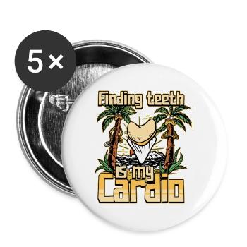 Fossil Tooth Collector Design for a Shark Fossil - Buttons klein 25 mm (5er Pack) - Weiß - Vorne
