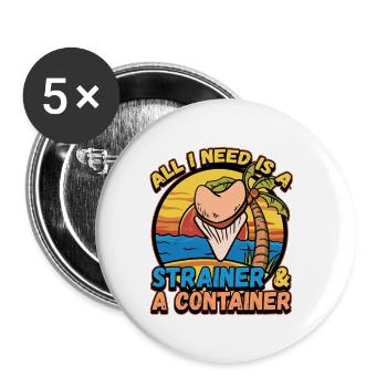 Fossil Tooth Collector Design for a Shark Fossil - Buttons klein 25 mm (5er Pack) - Weiß - Vorne