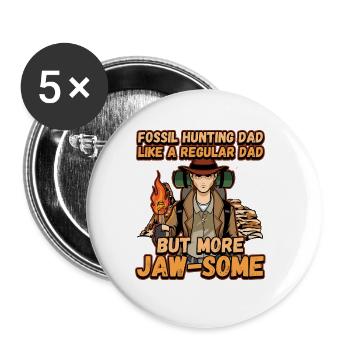 Fossil Tooth Collector Design for a Shark Fossil - Buttons klein 25 mm (5er Pack) - Weiß - Vorne
