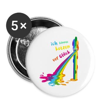 spargel, regenbogen,kotzender spargel, bunt - Buttons klein 25 mm (5er Pack) - Weiß - Vorne