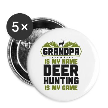Buck Deer Hunting Hunter - Buttons small 1''/25 mm (5-pack) - white - Front