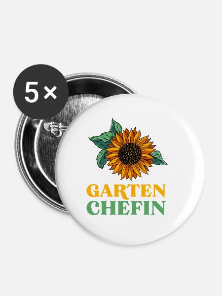 Gartenchefin Garten Geschenk - Buttons klein 25 mm (5er Pack) - Weiß