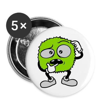 Comic skeptisches Gesicht Monster - Buttons klein 25 mm (5er Pack) - Weiß - Vorne