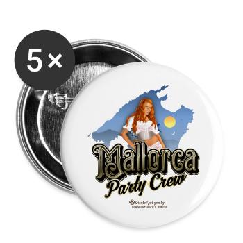 Mallorca Party Crew Pin-Up Girl - Lot de 5 petits badges (25 mm) - blanc - Devant