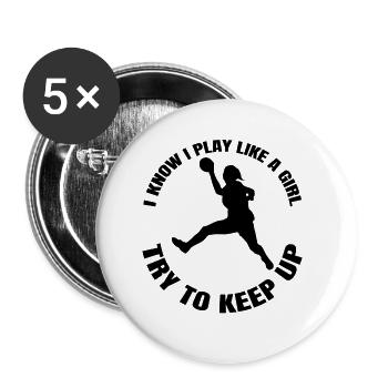 Handballerin Damen Handball Frau Handballspielerin - Buttons klein 25 mm (5er Pack) - Weiß - Vorne
