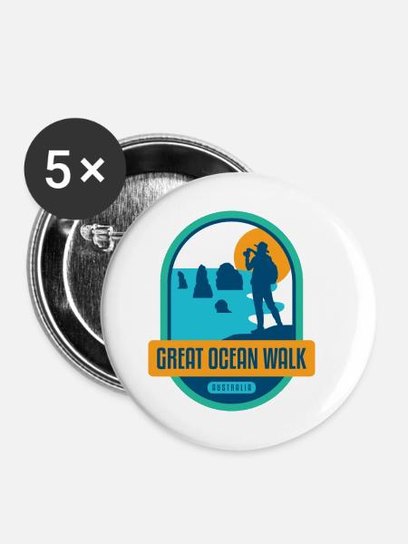 Great Ocean Walk - Australien - Buttons klein 25 mm (5er Pack) - Weiß
