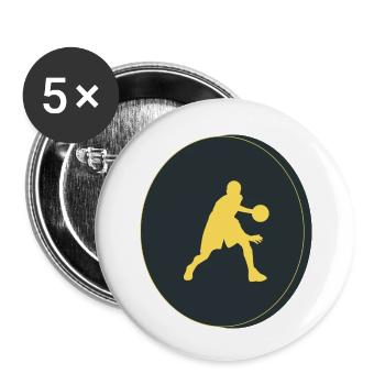 basketteur - Lot de 5 petits badges (25 mm) - blanc - Devant