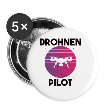 Drohnenpilot Spruch - Buttons klein 25 mm (5er Pack) - Weiß - Vorne