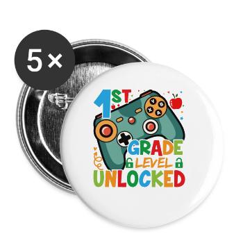 Level des 1. Jahres freigeschaltet - Buttons klein 25 mm (5er Pack) - Weiß - Vorne