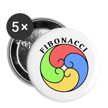Fibonacci - Lot de 5 petits badges (25 mm) - blanc - Devant
