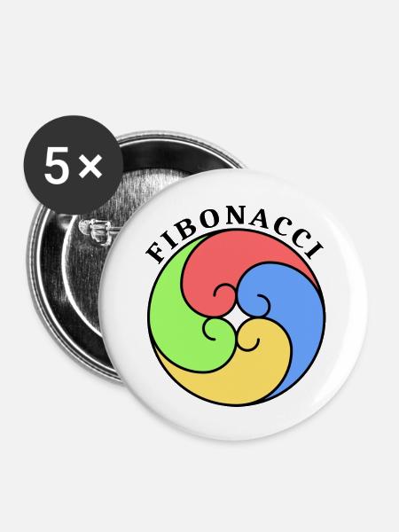 Fibonacci - Buttons klein 25 mm (5er Pack) - Weiß
