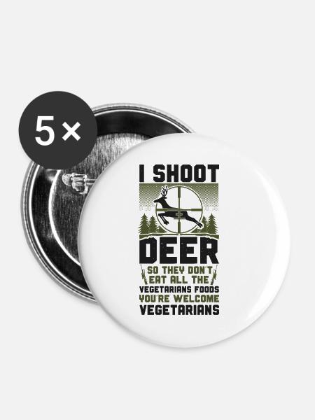 Buck Deer Hunting Hunter - Buttons klein 25 mm (5er Pack) - Weiß