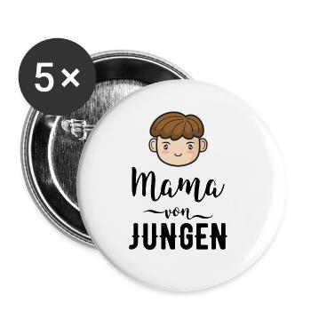 Mama von Jungen Geschenk Mutter Muttertag - Buttons klein 25 mm (5er Pack) - Weiß - Vorne