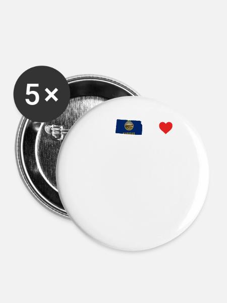 Kansas herzschlag geschenk - Buttons klein 25 mm (5er Pack) - Weiß