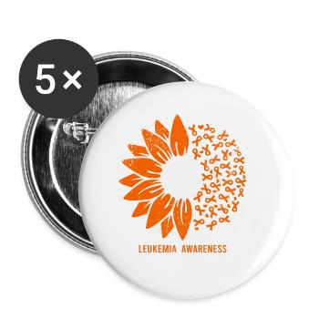 Sensibilisation au cancer de la leucémie - Lot de 5 petits badges (25 mm) - blanc - Devant