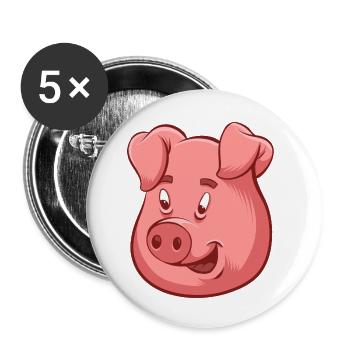 Pig Illustration - Buttons small 1''/25 mm (5-pack) - white - Front