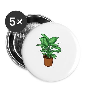 Plante en pot - Lot de 5 petits badges (25 mm) - blanc - Devant