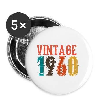 Geburtstag Papa Vintage 1960 - Buttons klein 25 mm (5er Pack) - Weiß - Vorne