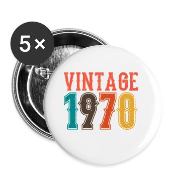 Geburtstag Papa Vintage 1970 - Buttons klein 25 mm (5er Pack) - Weiß - Vorne