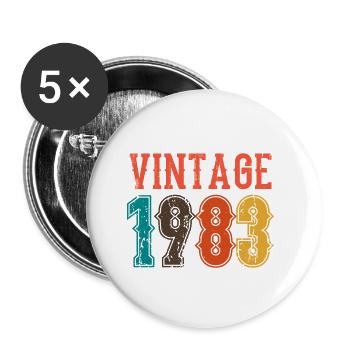 Geburtstag Papa Vintage 1983 - Buttons klein 25 mm (5er Pack) - Weiß - Vorne