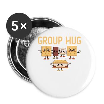 Câlin de groupe - Lot de 5 petits badges (25 mm) - blanc - Devant