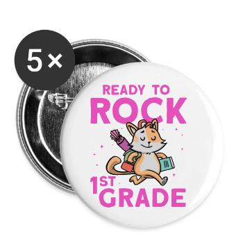 Ready To Rock 1st Grade - Buttons klein 25 mm (5er Pack) - Weiß - Vorne
