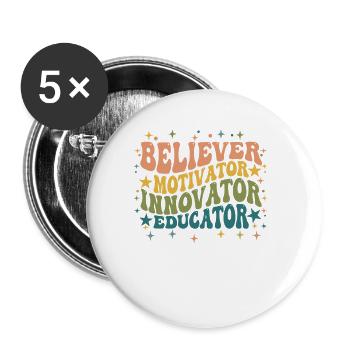 Gläubiger Motivator Innovator Pädagoge - Buttons klein 25 mm (5er Pack) - Weiß - Vorne