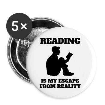 Reading Books Book Lovers Gift Book Reader - Buttons small 1''/25 mm (5-pack) - white - Front
