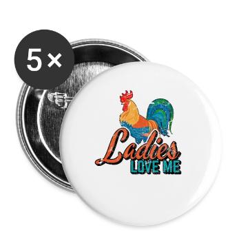 Ladies Love Me Funny Chicken Dad Chicken Farmer Ch - Buttons small 1''/25 mm (5-pack) - white - Front