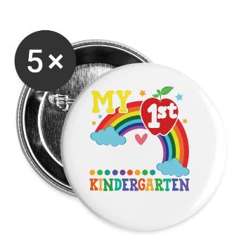 My First Day Of Kindergarten Colorful Rainbow - Buttons small 1''/25 mm (5-pack) - white - Front