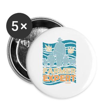 Expert agriculteur - Lot de 5 petits badges (25 mm) - blanc - Devant