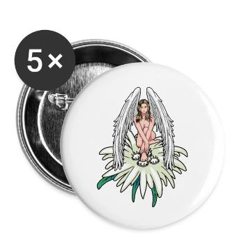 Heavenly Angel Edelweiss Austria Guardian Angel - Buttons small 1''/25 mm (5-pack) - white - Front
