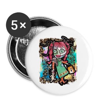 Halloween Zombie Rag Doll Tie Dye - Buttons small 1''/25 mm (5-pack) - white - Front