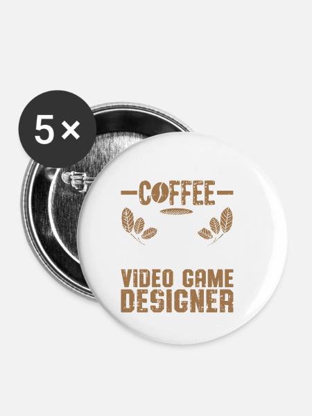 Video Game Designer - Buttons klein 25 mm (5er Pack) - Weiß