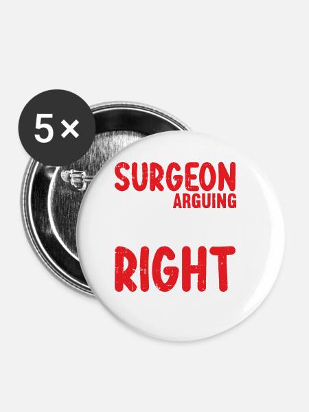 Chirurg - Buttons klein 25 mm (5er Pack) - Weiß