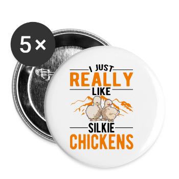 Silk Chicken Cadeau Silkie Chicken - Lot de 5 petits badges (25 mm) - blanc - Devant