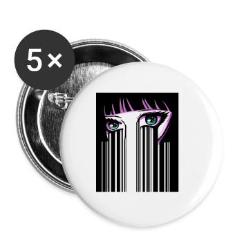 Anime Eyes Japon Code-barres - Lot de 5 petits badges (25 mm) - blanc - Devant