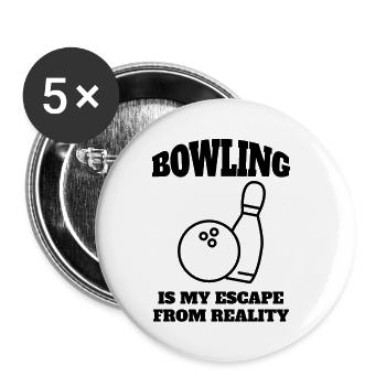 Bowling Gift Bowling Ball Bowling Cone Bowler - Buttons small 1''/25 mm (5-pack) - white - Front